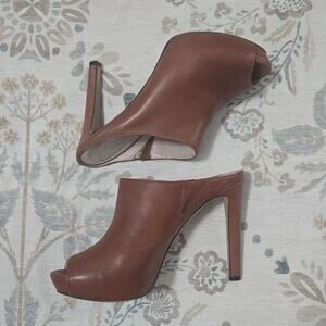 Vince Camuto Leather Peep-Toe Mules, Cognac Brown, Women's Size 7.5